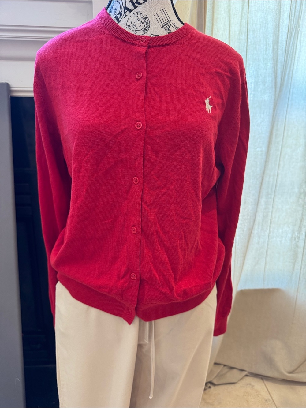 Polo by Ralph Lauren Women’s Bright Red Button-Front Cardigan